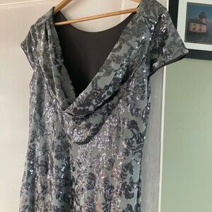 Calvin Klein grey beaded dress.